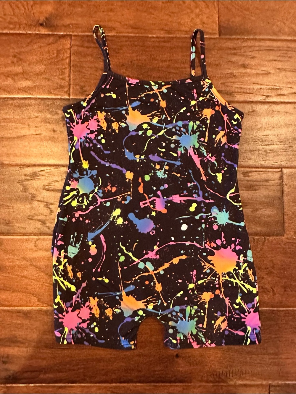 SHEIN Black Neon Paint Splatter Girls One-Piece Bodysuit